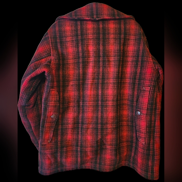 Vintage 50s Woolrich Mackinaw Wool 503 Hunting Jacket Size 42 Red Plaid Coat - Picture 2 of 6